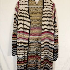 Chico's Multicolor Zigzag Open Cardigan